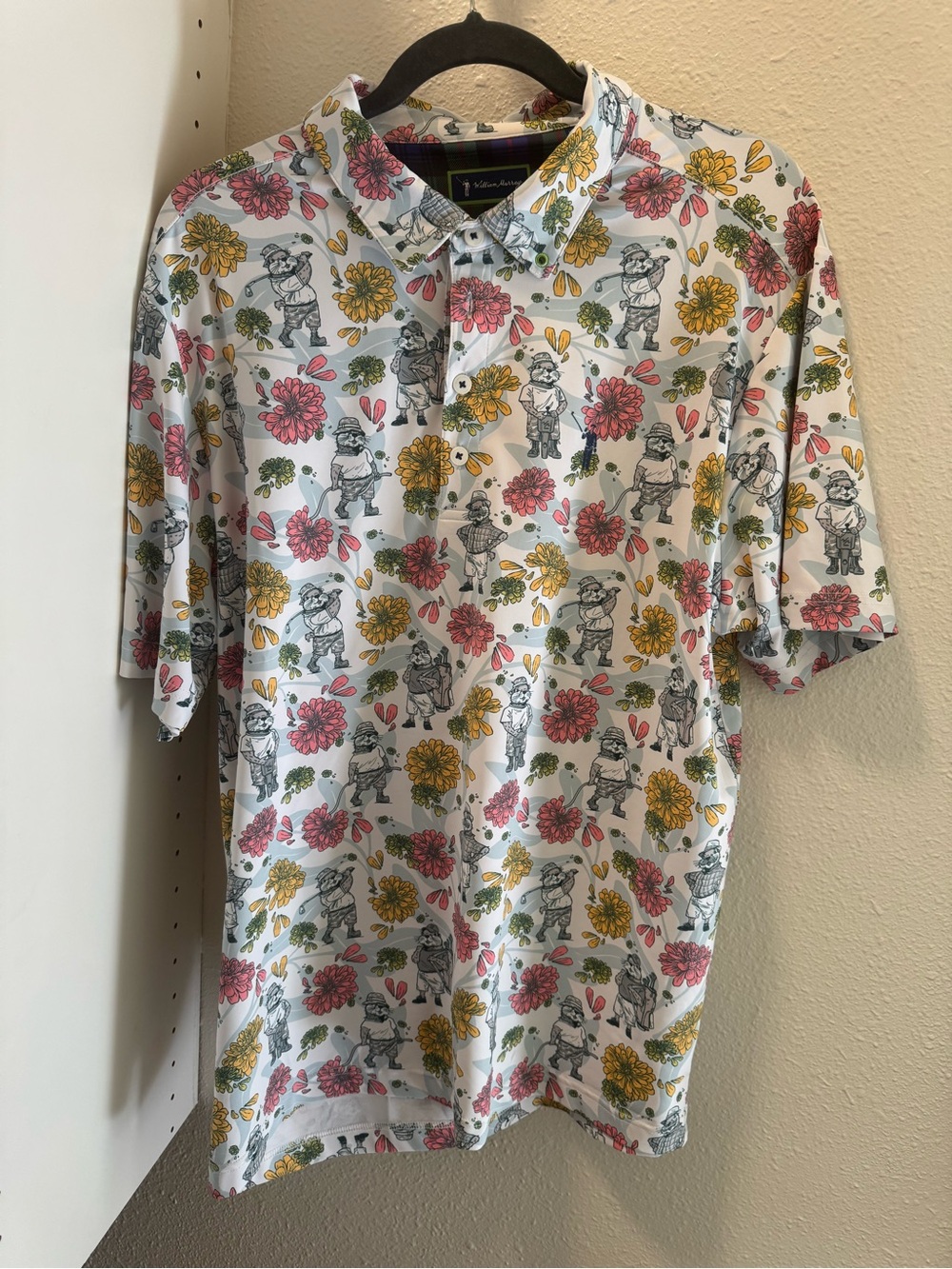 William Murray Golf White Floral & Character Polo